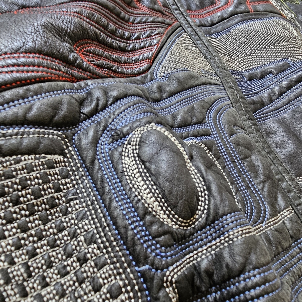 Pelle Moda Multicolor Car Pattern Leather Jacket - Picture 2 of 4